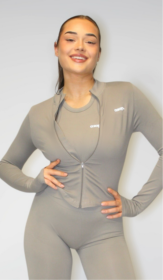 Zip top taupe