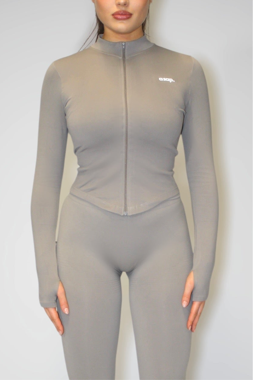 Zip top taupe