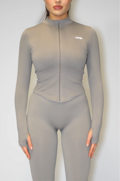 Zip top taupe